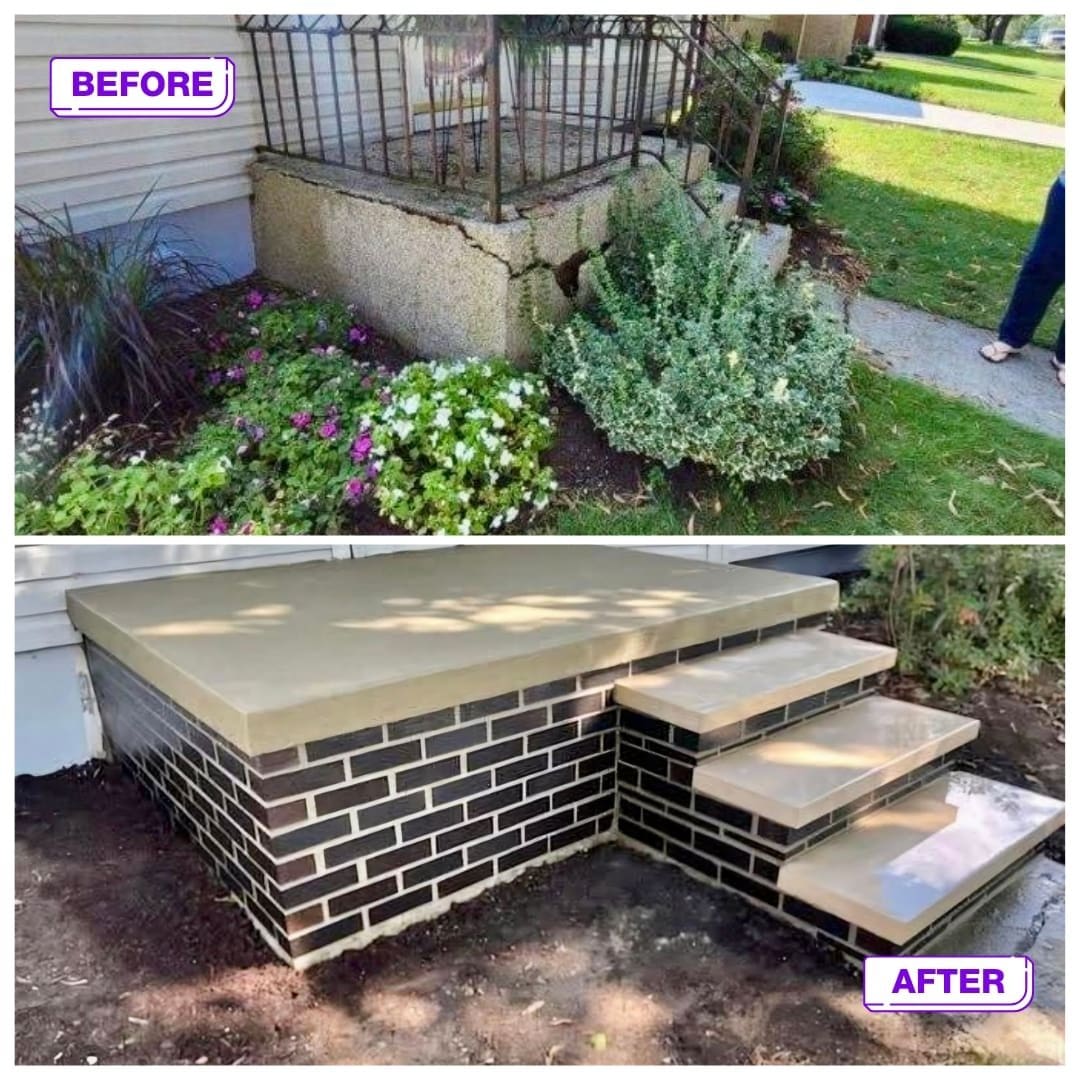 a step on a brick wall